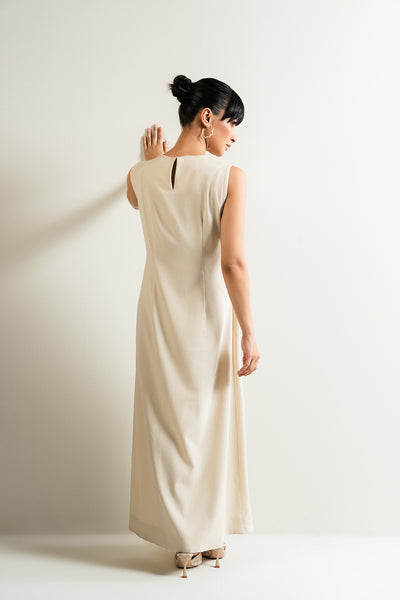 Ivory Pleated Dress