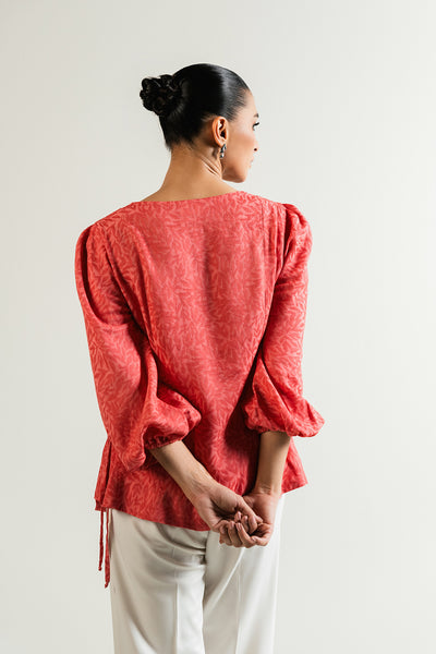 Coral Wrap Around Top