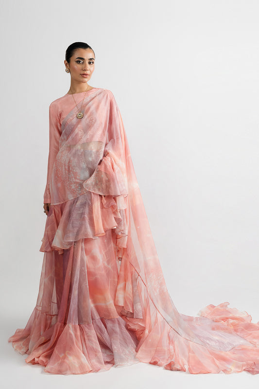 Mirdaar Crop Top & Saree (2Pc)