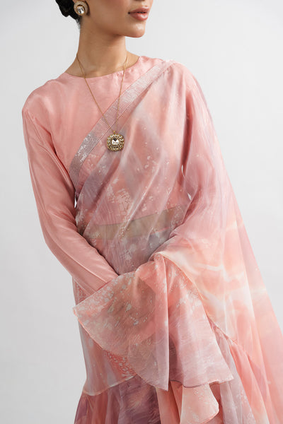 Mirdaar Crop Top & Saree (2Pc)