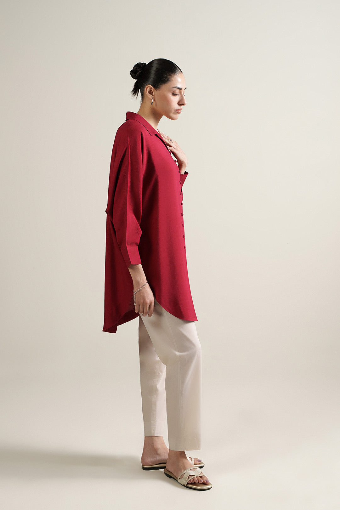 Red Batwing Top