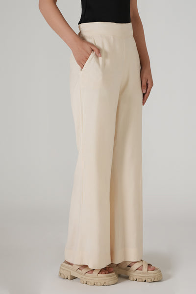 Cream Bootcut Pants