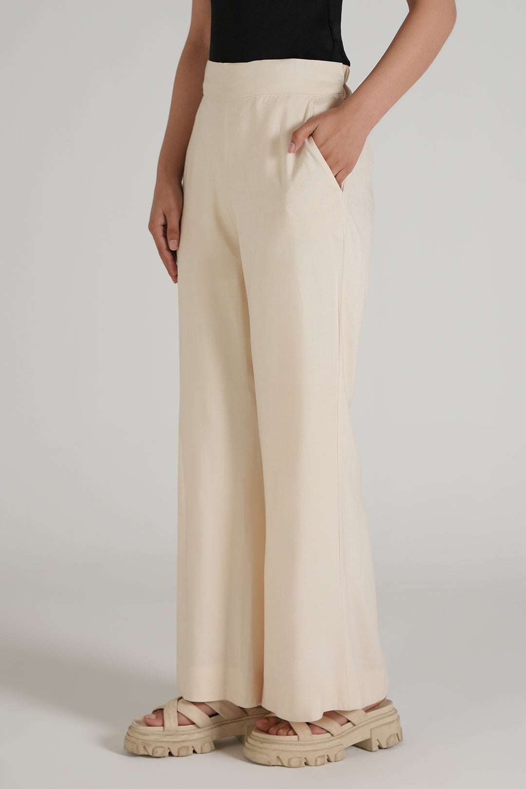 Cream Bootcut Pants