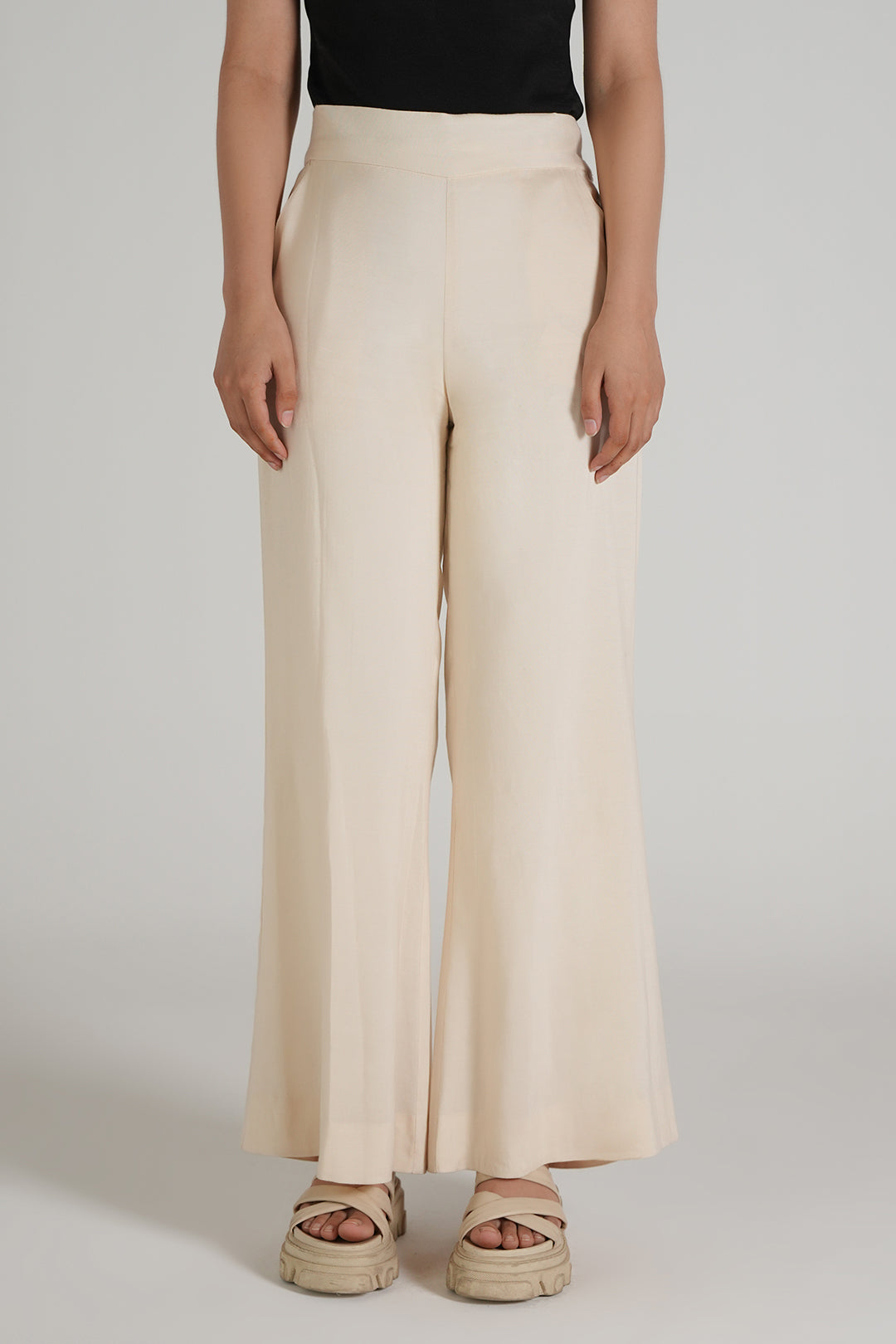 Cream Bootcut Pants