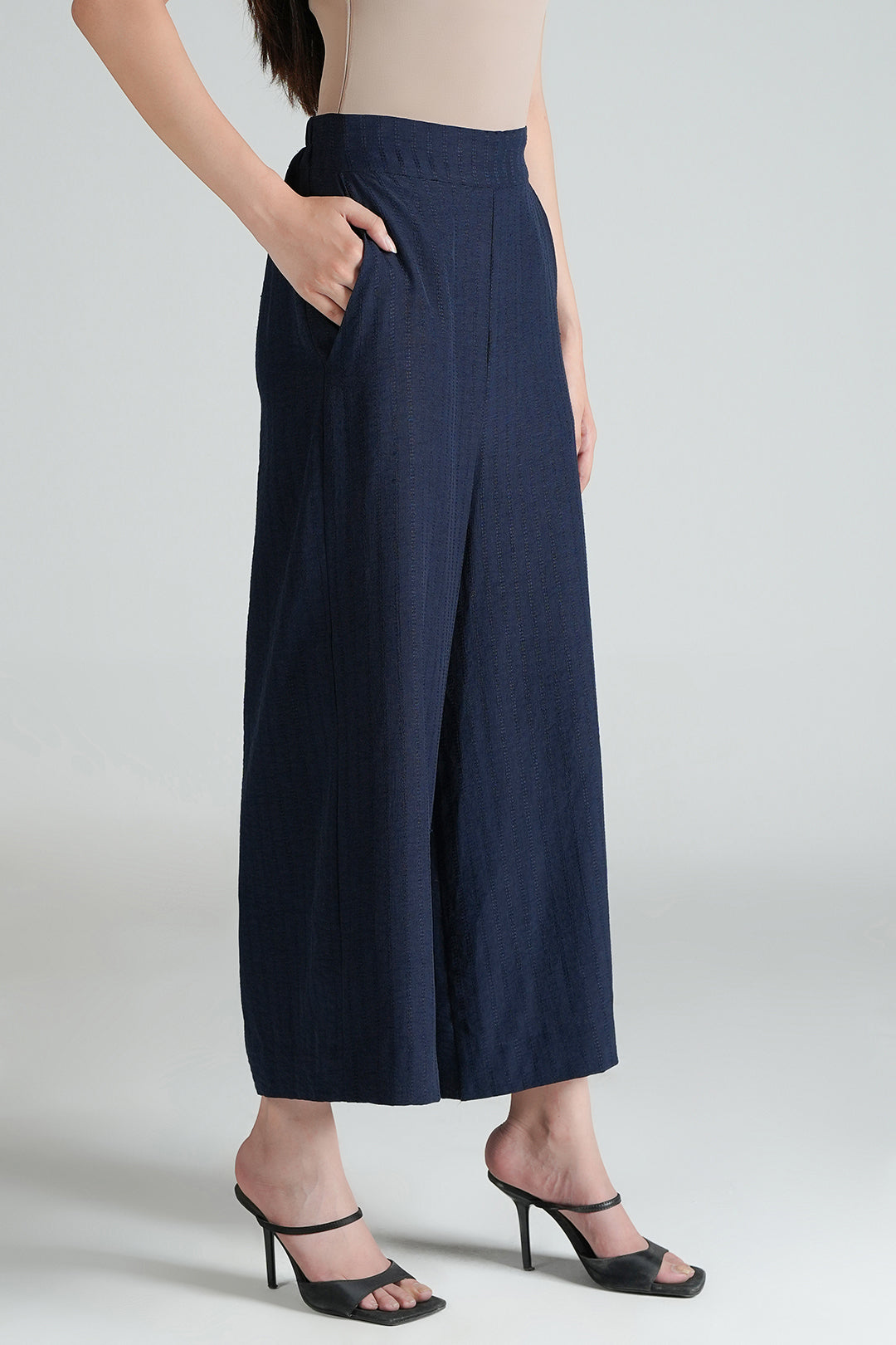 Navy Textured Culotte