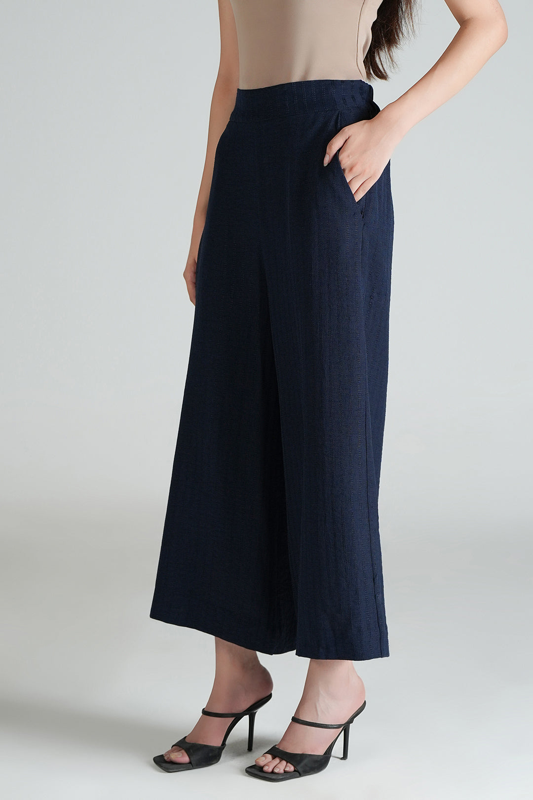 Navy Textured Culotte