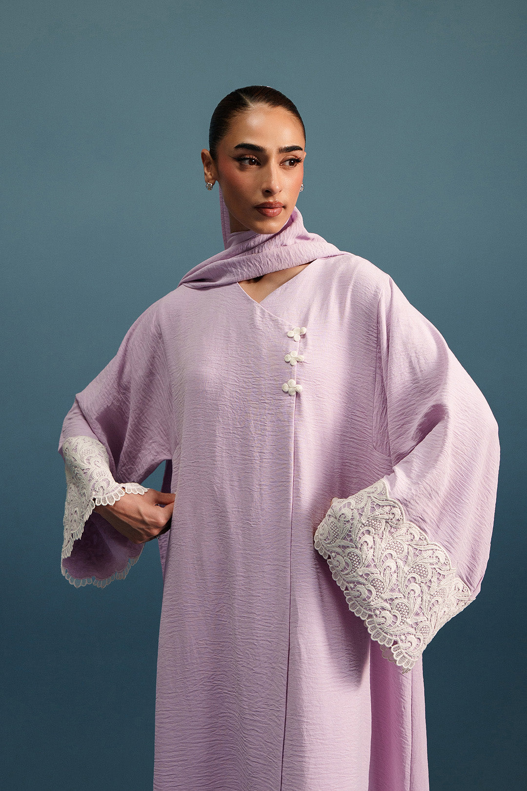 Orchid Embroidered Abaya