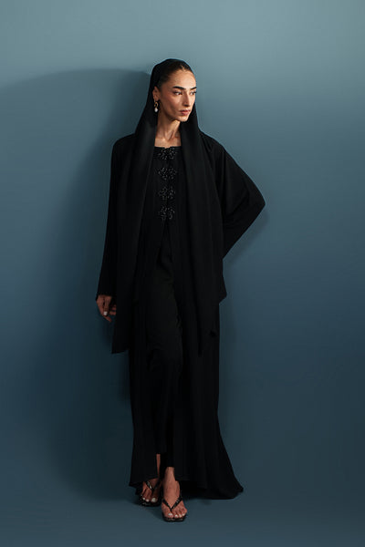 Obsidian Layover Abaya & Stole (2Pc)