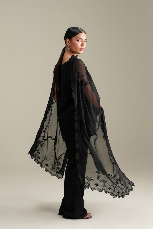 Black Embroidered Dupatta