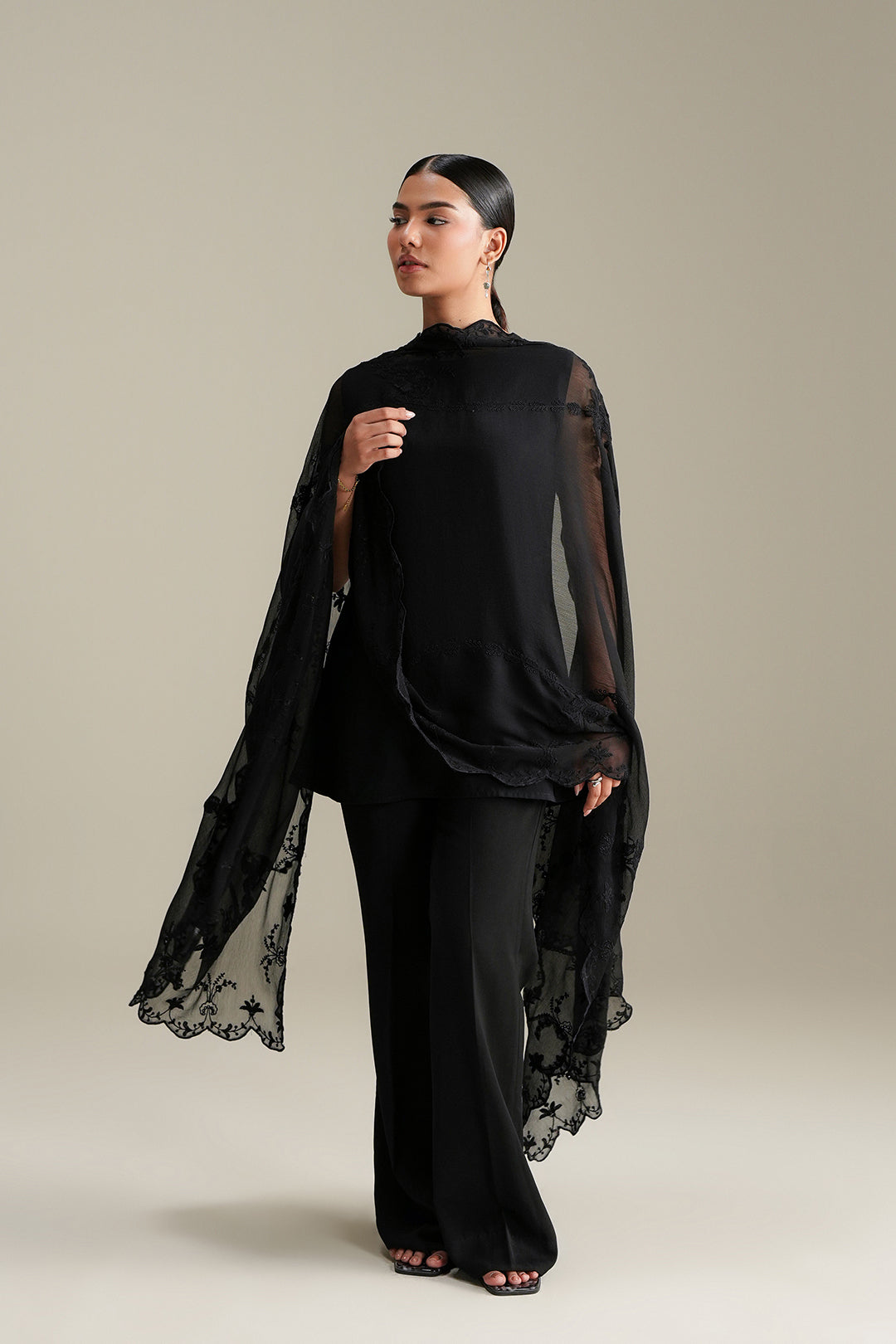 Black Embroidered Dupatta