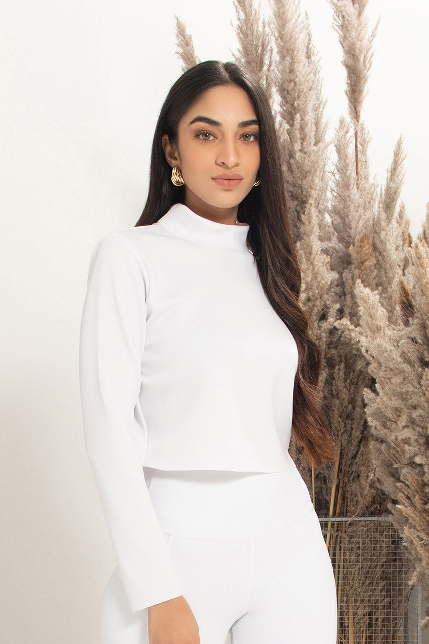 White Turtle Neck Top