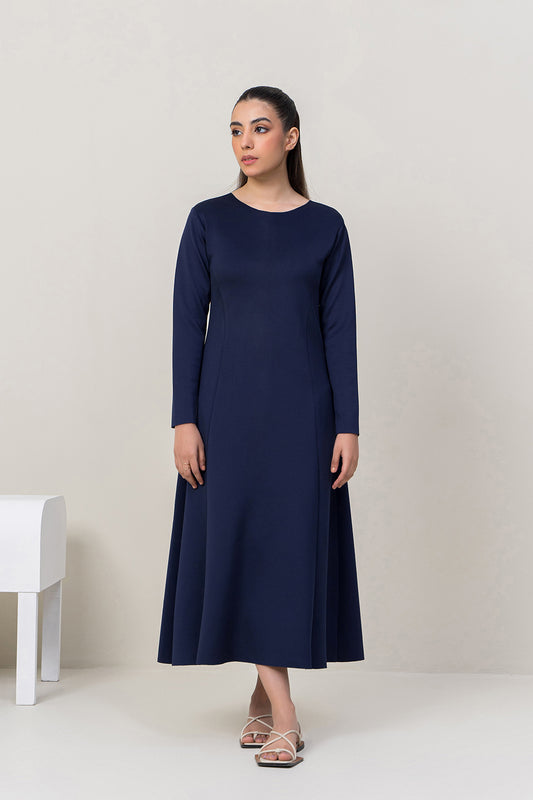 Navy Knit Panel Dress
