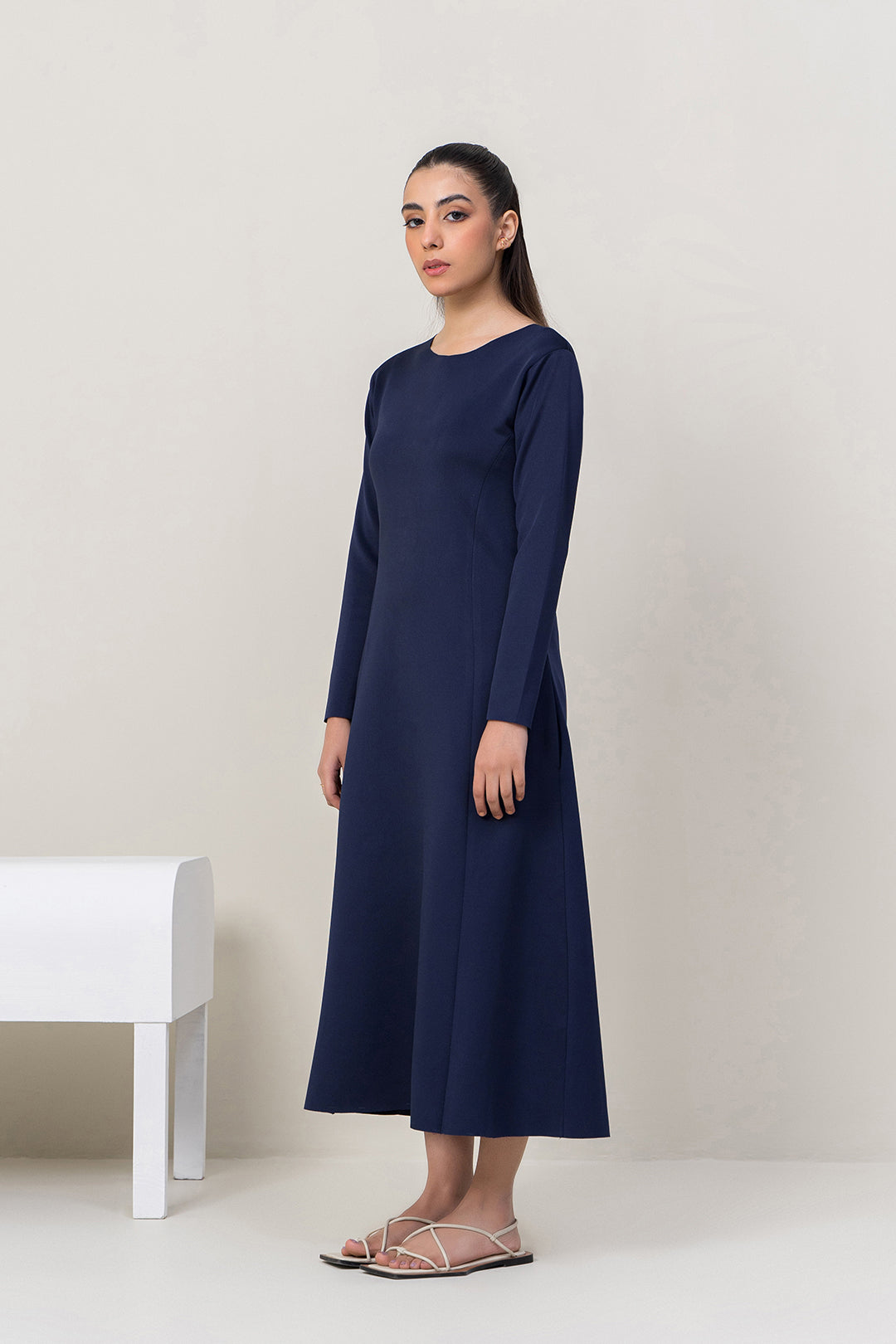 Navy Knit Panel Dress
