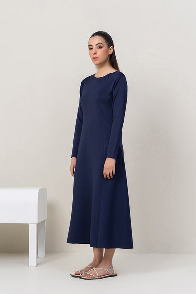 Navy Knit Panel Dress