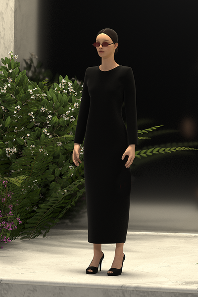 Shoulder Padded Dress Black