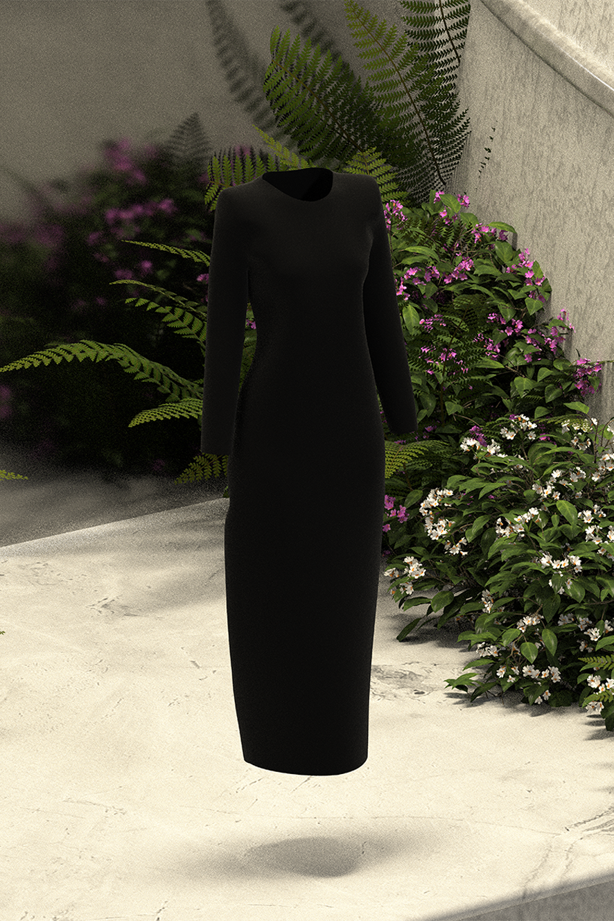 Shoulder Padded Dress Black