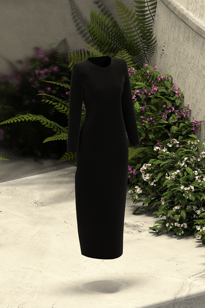 Shoulder Padded Dress Black