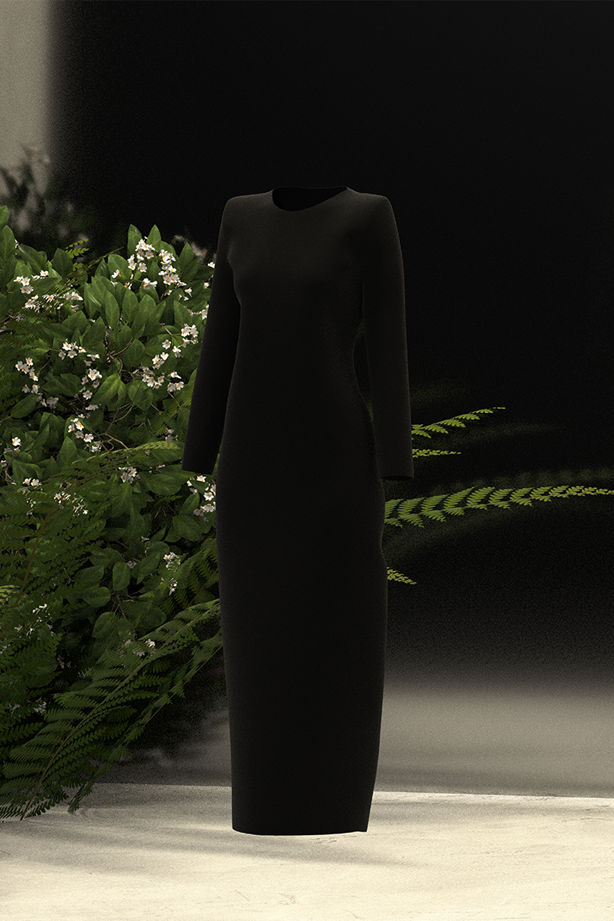 Shoulder Padded Dress Black