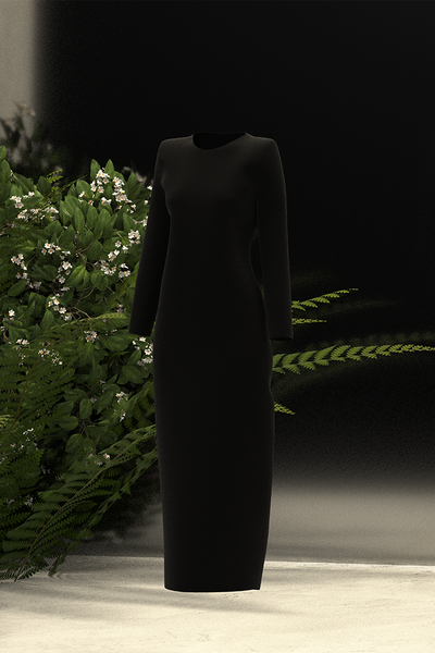 Shoulder Padded Dress Black
