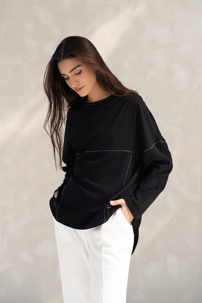 Black Panelled Top