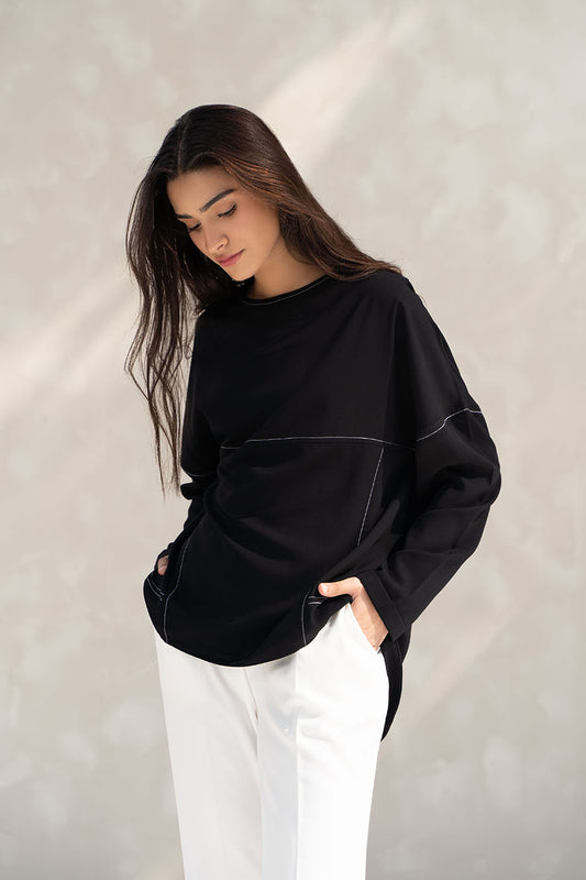 Black Panelled Top