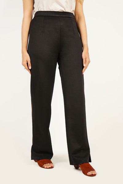 Black Straight-Leg Scuba Pants