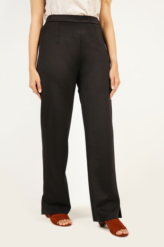 Black Straight-Leg Scuba Pants
