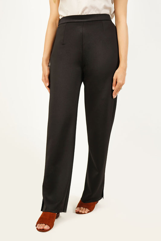 Black Straight-Leg Scuba Pants