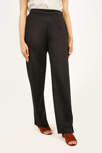 Black Straight-Leg Scuba Pants