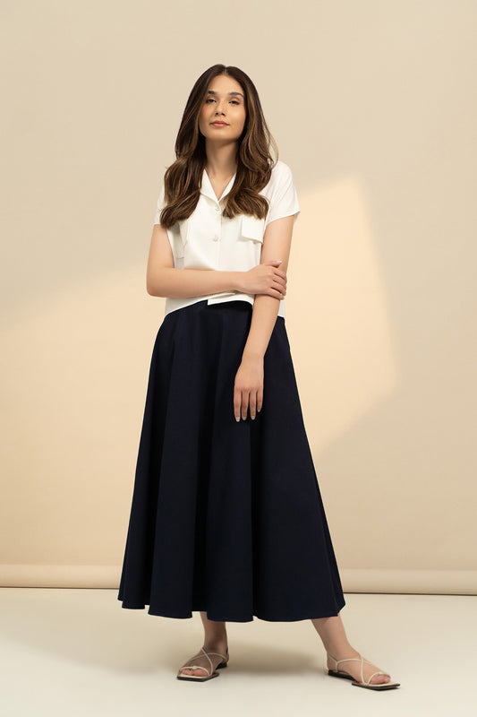 Denim Godet Skirt