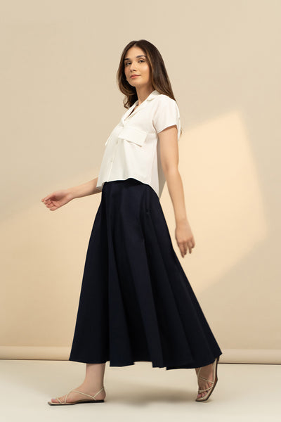Denim Godet Skirt