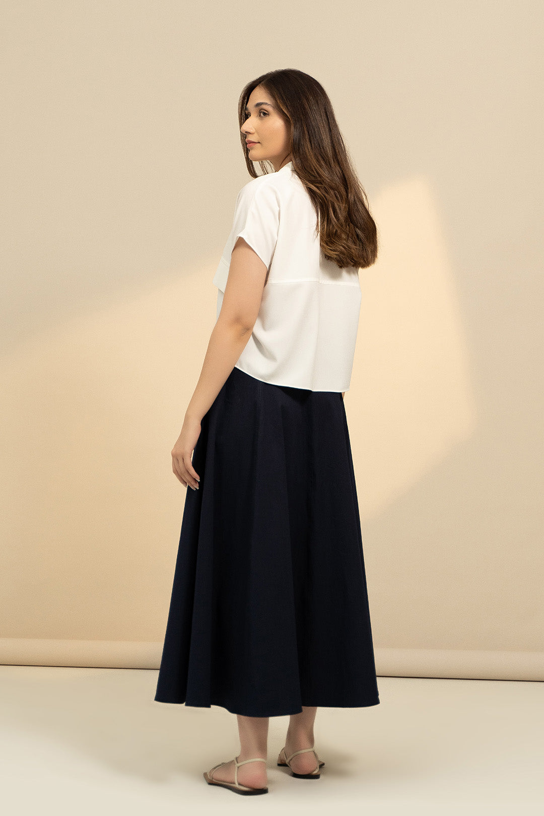 Denim Godet Skirt