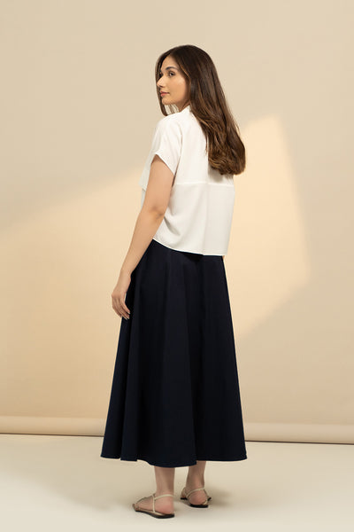 Denim Godet Skirt