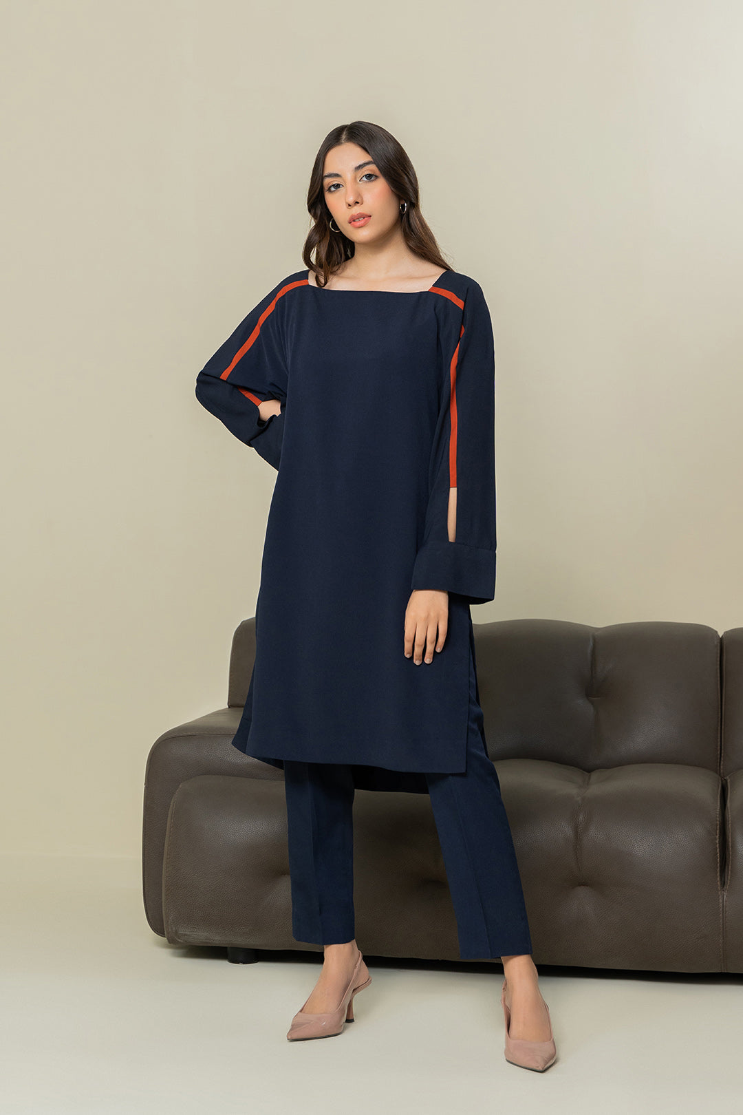 Navy Batwing Top