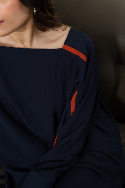 Navy Batwing Top