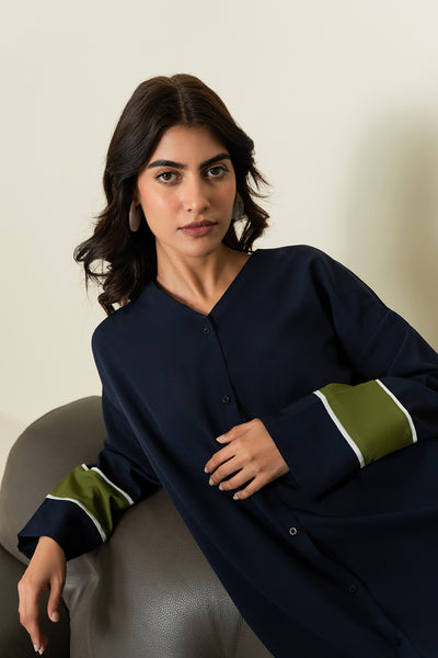 Navy Button Down Dress