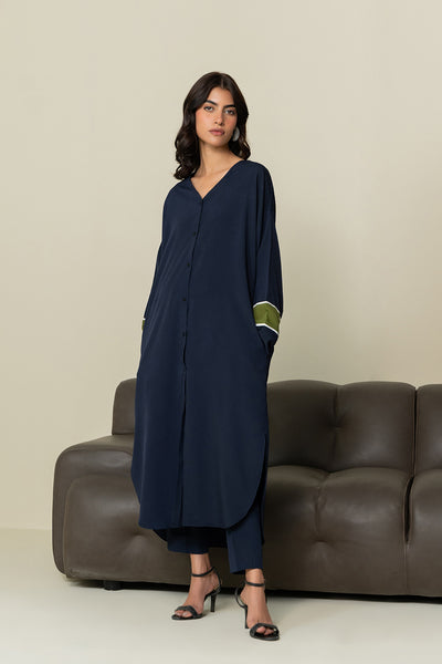 Navy Button Down Dress