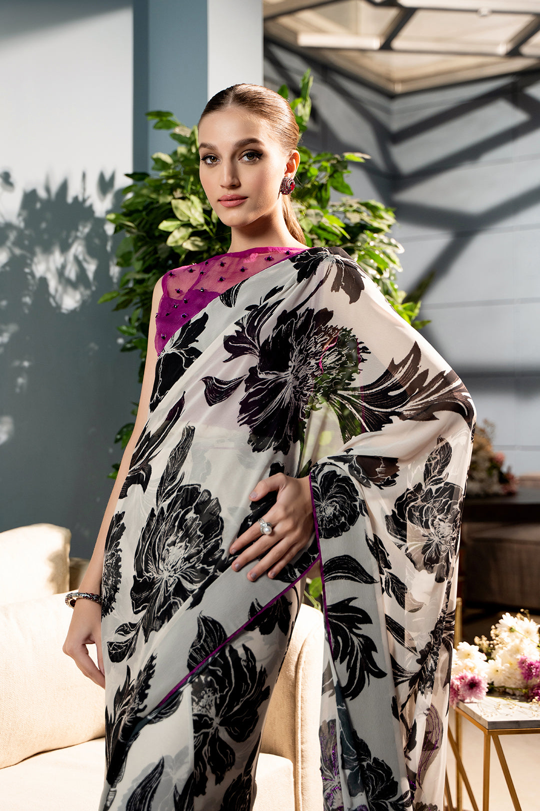 Floral Saree in Pakistan